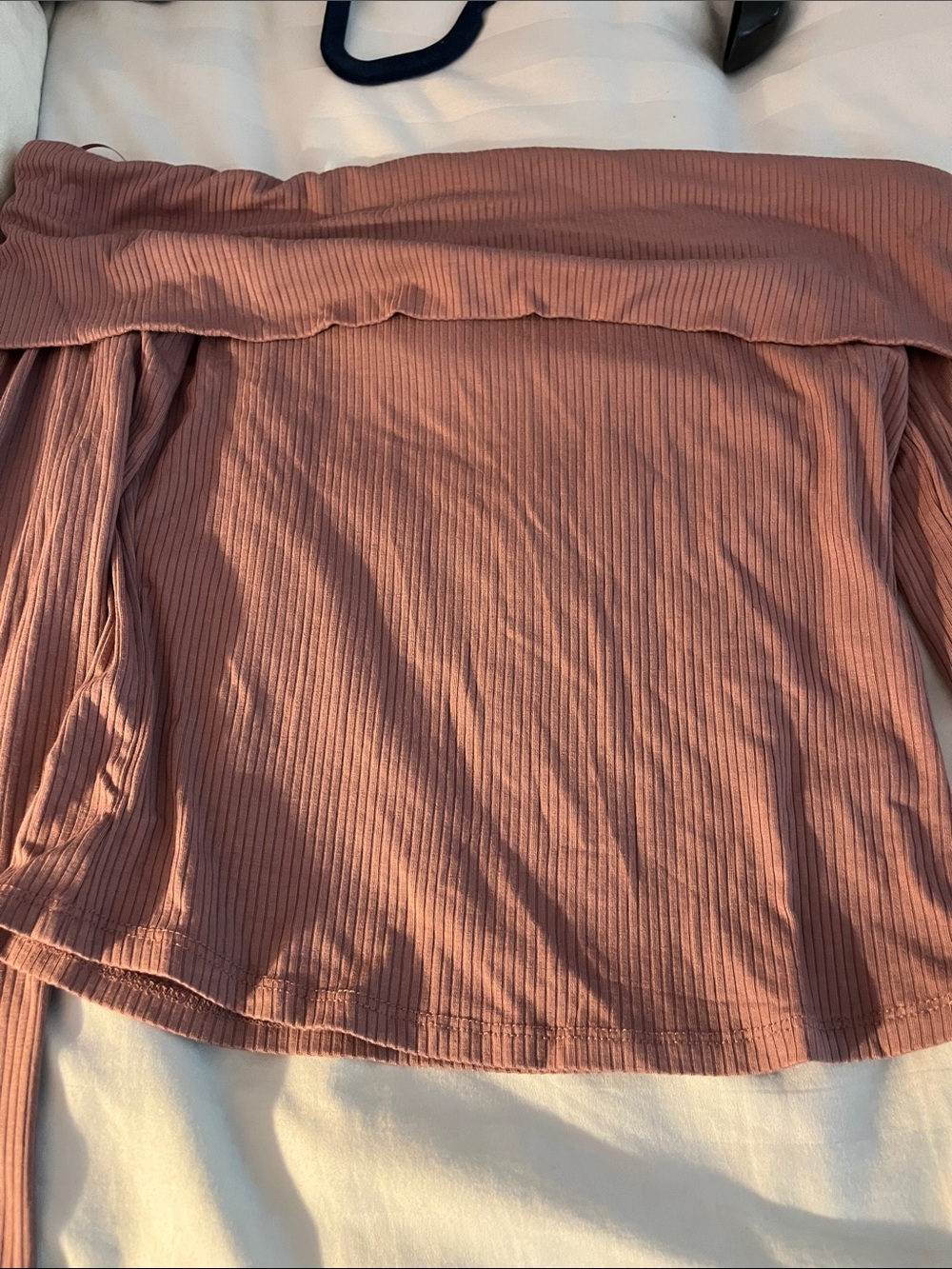 NWT! Gypsy Jade Off-Shoulder Ribbed Crop Top in Dusty Rose